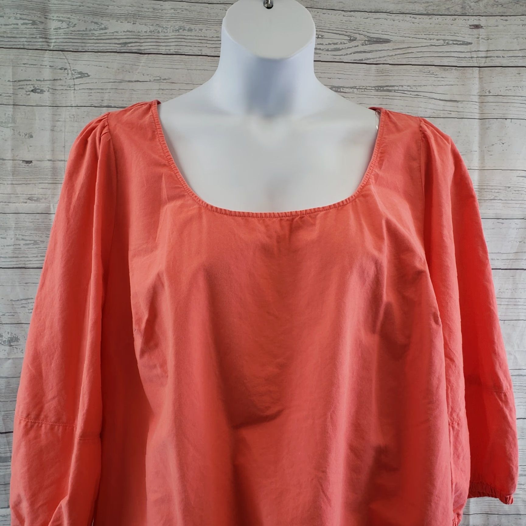 Vintage Ava & Viv Womens Top 1X Pink 3/4 Sleeve Scoop Neck Cotton Blouse Size XL / US 12-14 / IT 48-50 - 2 Thumbnail