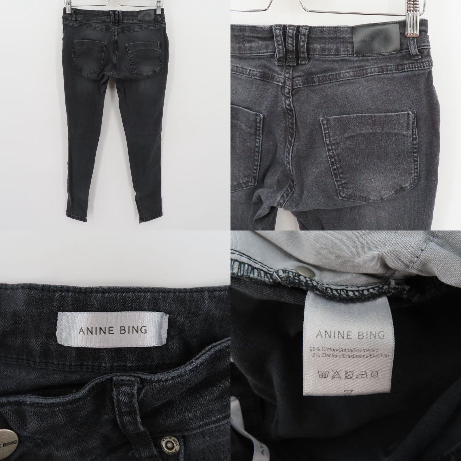 Anine Bing ANINE BING Womens Jeans 27 Gray Black Ankle Zip Distressed Denim Pants Size 27" / US 4 / IT 40 - 8 Thumbnail