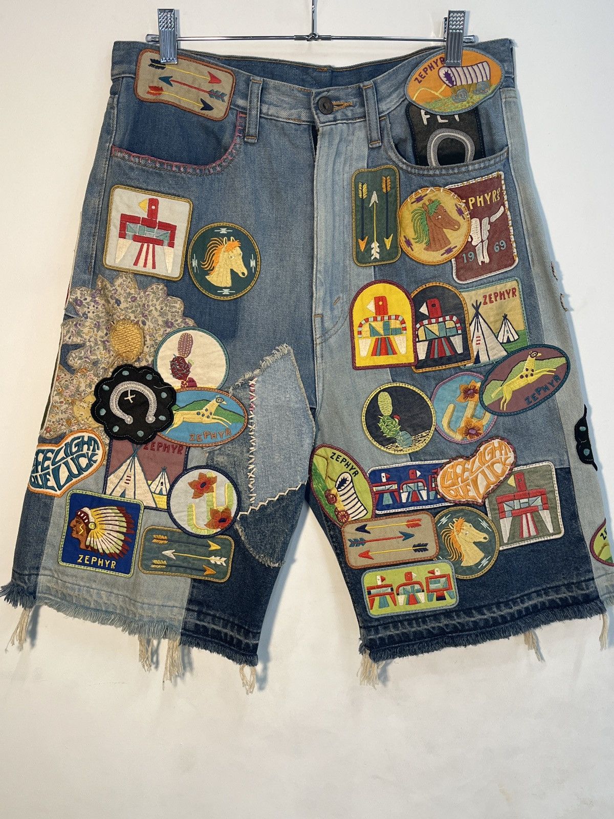 Kapital Kapital Zephyros Remake Denim shorts “indigo processing” Size US 32 / EU 48 - 1 Thumbnail