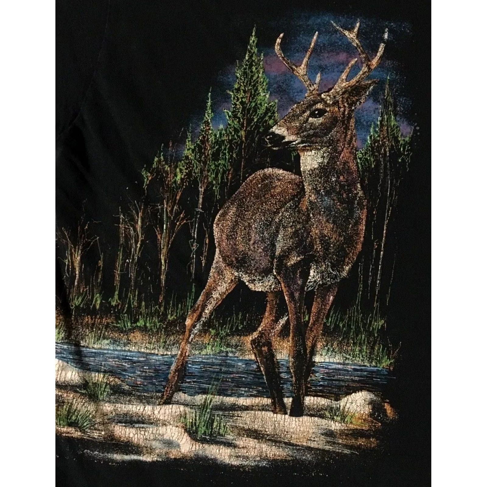Vintage VINTAGE 90s Elk AOP Shirt L Single Stitch Nature Animal Art Grunge Biker 80s Blue Men Size US L / EU 52-54 / 3 - 4 Thumbnail