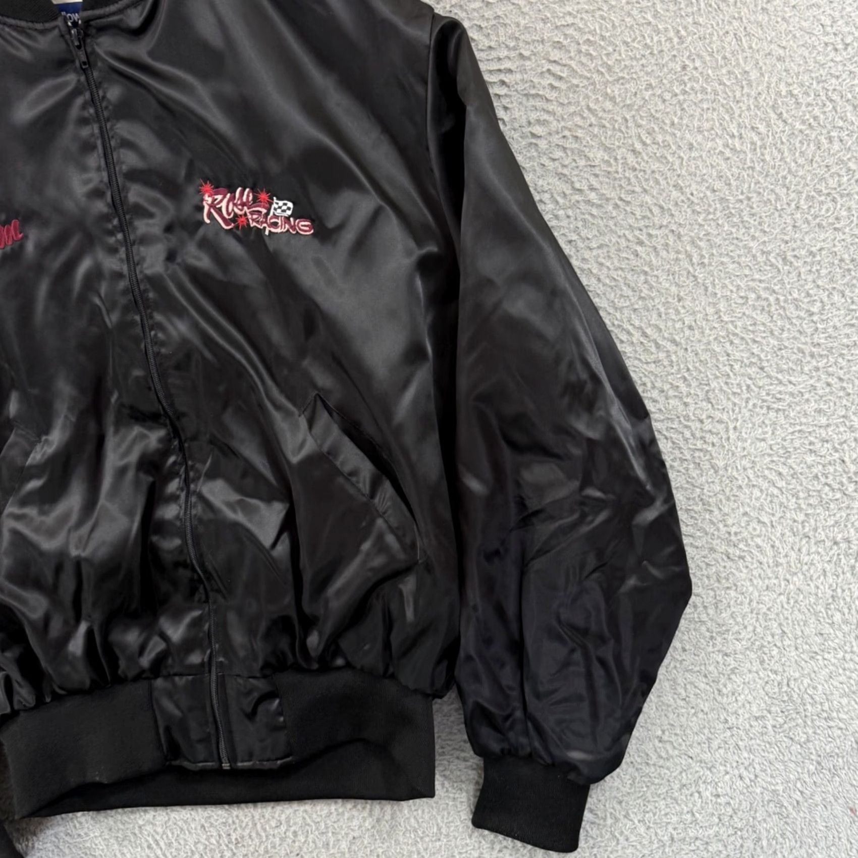 Holloway VINTAGE Holloway Jacket Motorcycle XL Black 80s Racing USA Mens Satin Bomber Size US XL / EU 56 / 4 - 6 Thumbnail