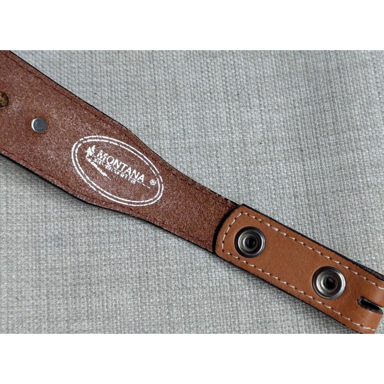 Vintage VINTAGE Montana Silversmiths belt Concho Leather Western Belt Men 34 Brown Floral Rodeo Size 34 - 4 Thumbnail