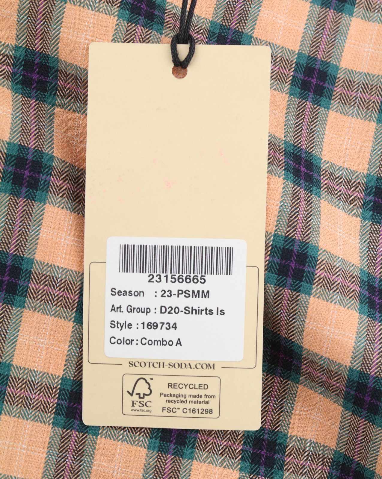 Scotch & Soda M Orange Checked Cotton Button-Down Shirt 88515 Size US M / EU 48-50 / 2 - 7 Thumbnail