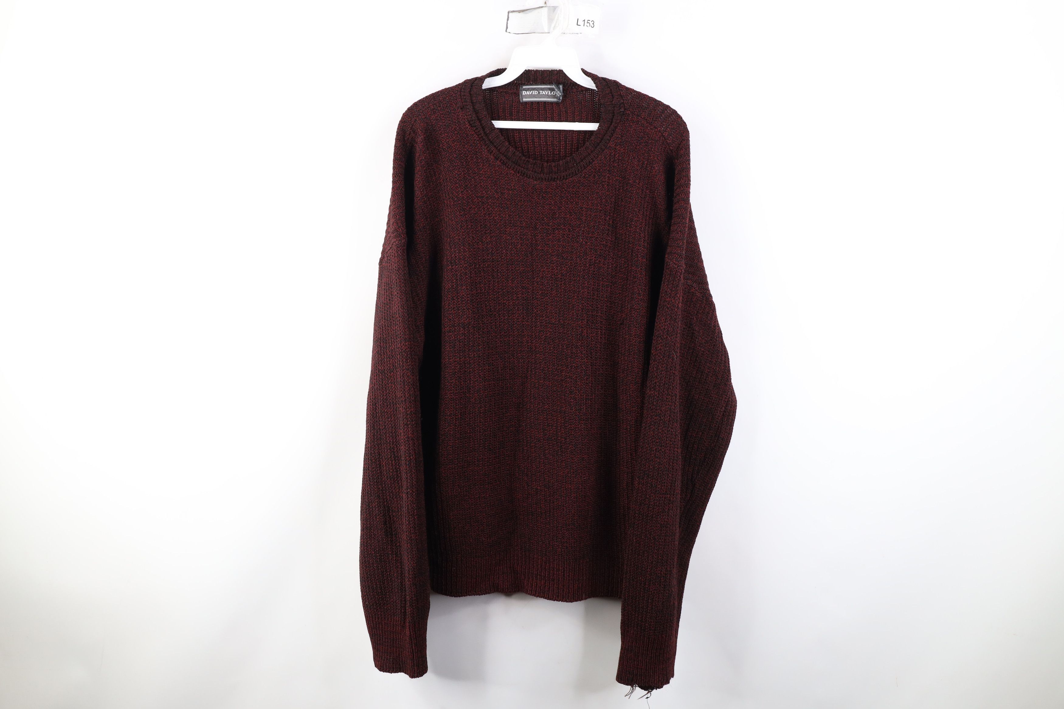 Vintage Vintage 90s Streetwear Ribbed Knit Crewneck Sweater Red USA Size US XL / EU 56 / 4 - 1 Thumbnail