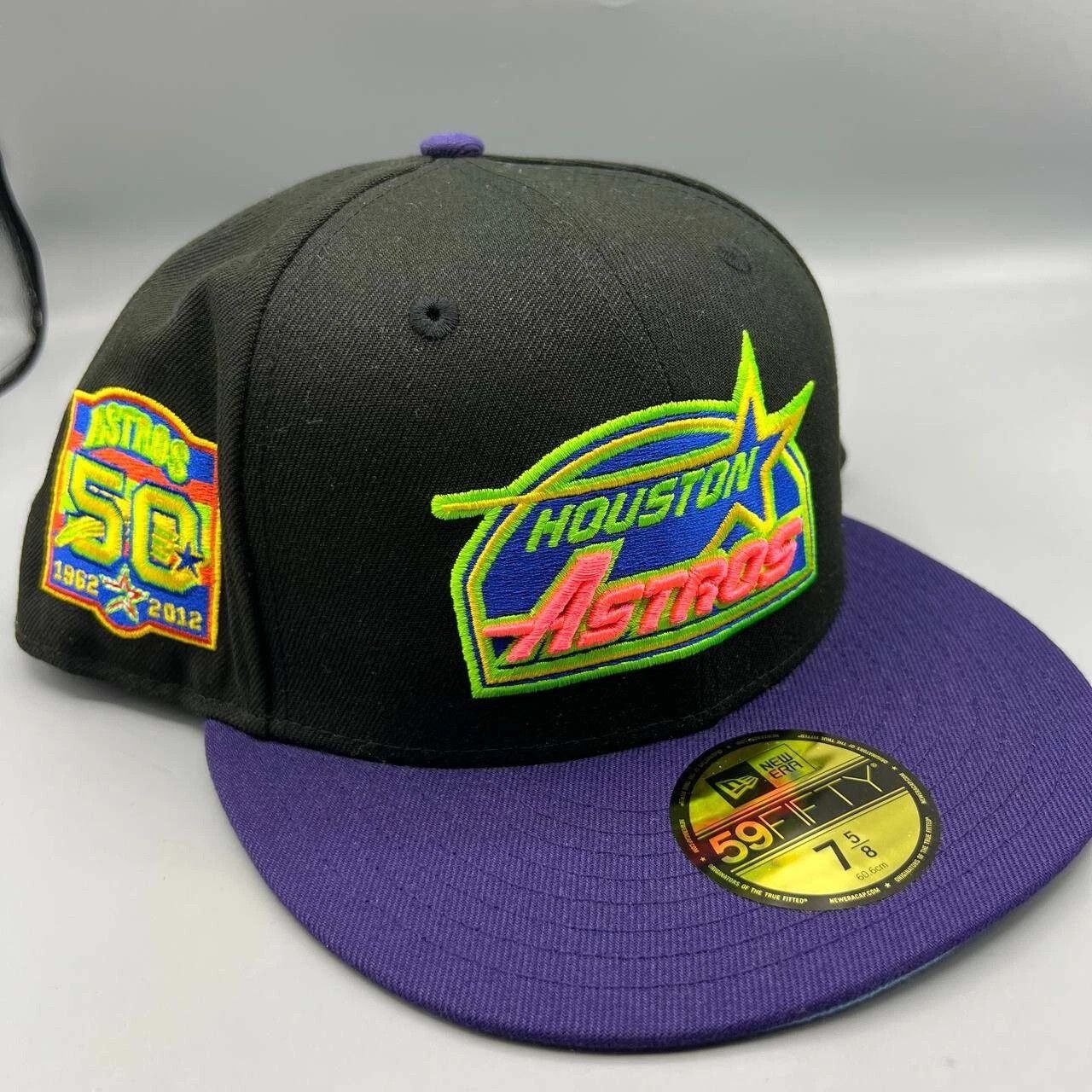 New Era Houston Astros Hat Men 7 5/8 59Fifty New Era MLB Fitted Cap Size ONE SIZE - 1 Thumbnail