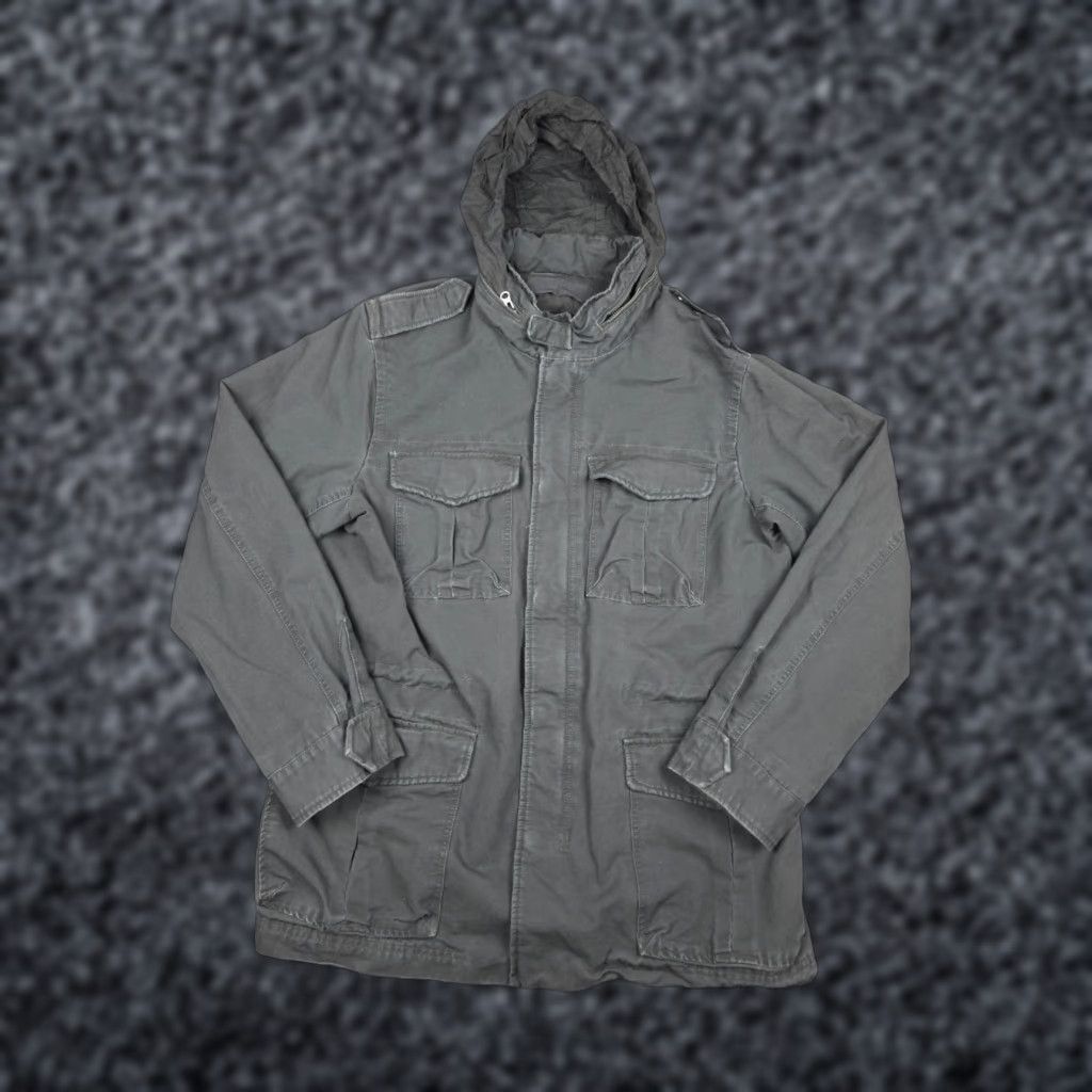 Gap Gap Jacket Mens Large Gray Chore Hooded Canvas Heavy Cotton Pockets Full Zip Hood Military Army Outdoor Jacket Mens Size US L / EU 52-54 / 3 - 1 Thumbnail