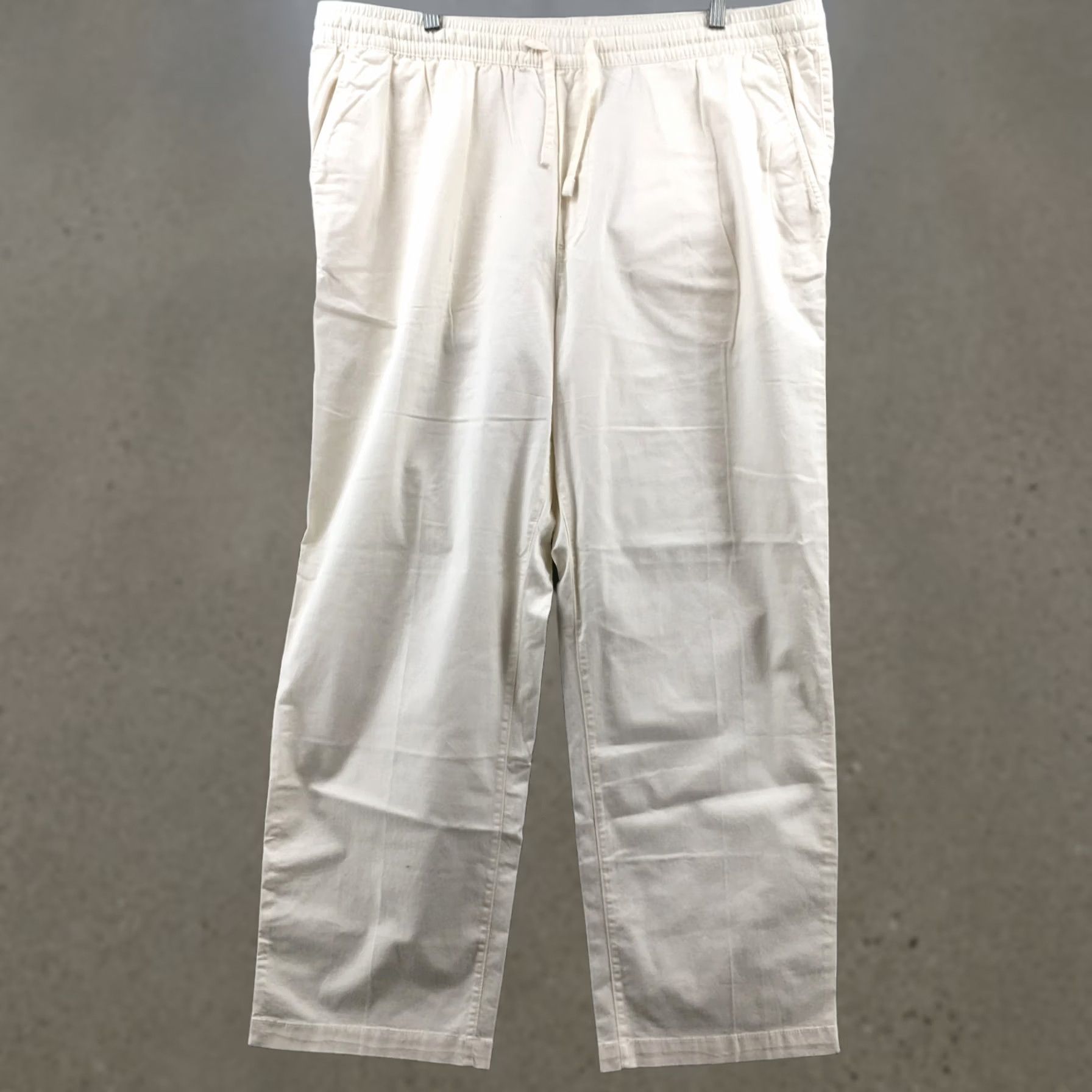 H&M H&M Relaxed Fit Jogger Pants Womens XL Beige Cotton Blend Hi-Rise Flats Front Pockets Regular Inseam 29 Pants Casual Womens Size 40" / US 18 - 1 Thumbnail