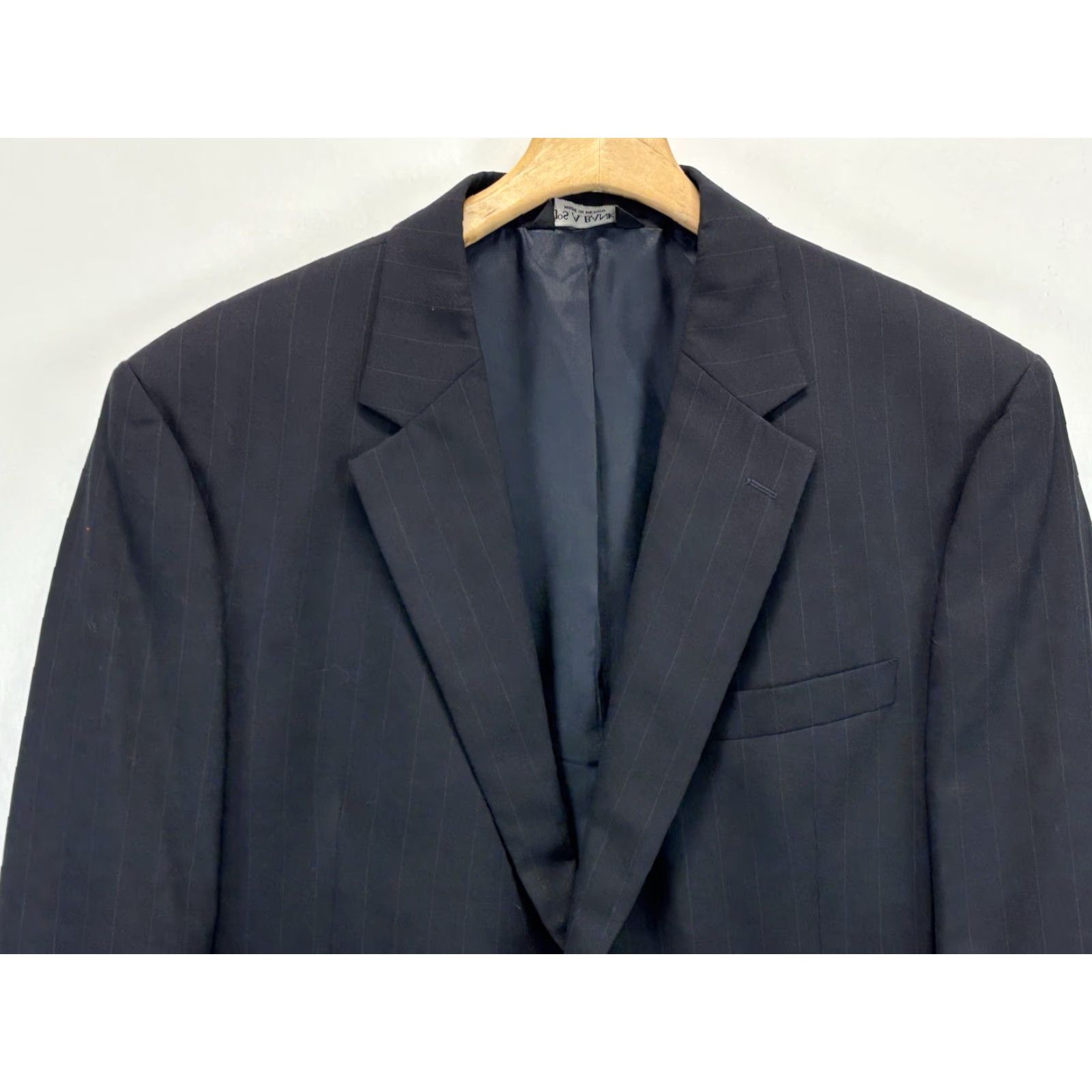 Jos. A. Bank VINTAGE Jos A Bank 2 Pc Navy Pinstripe Suit Men’s Jacket 44L Pants 35x31 Wool Cuffed Size 44R - 3 Thumbnail