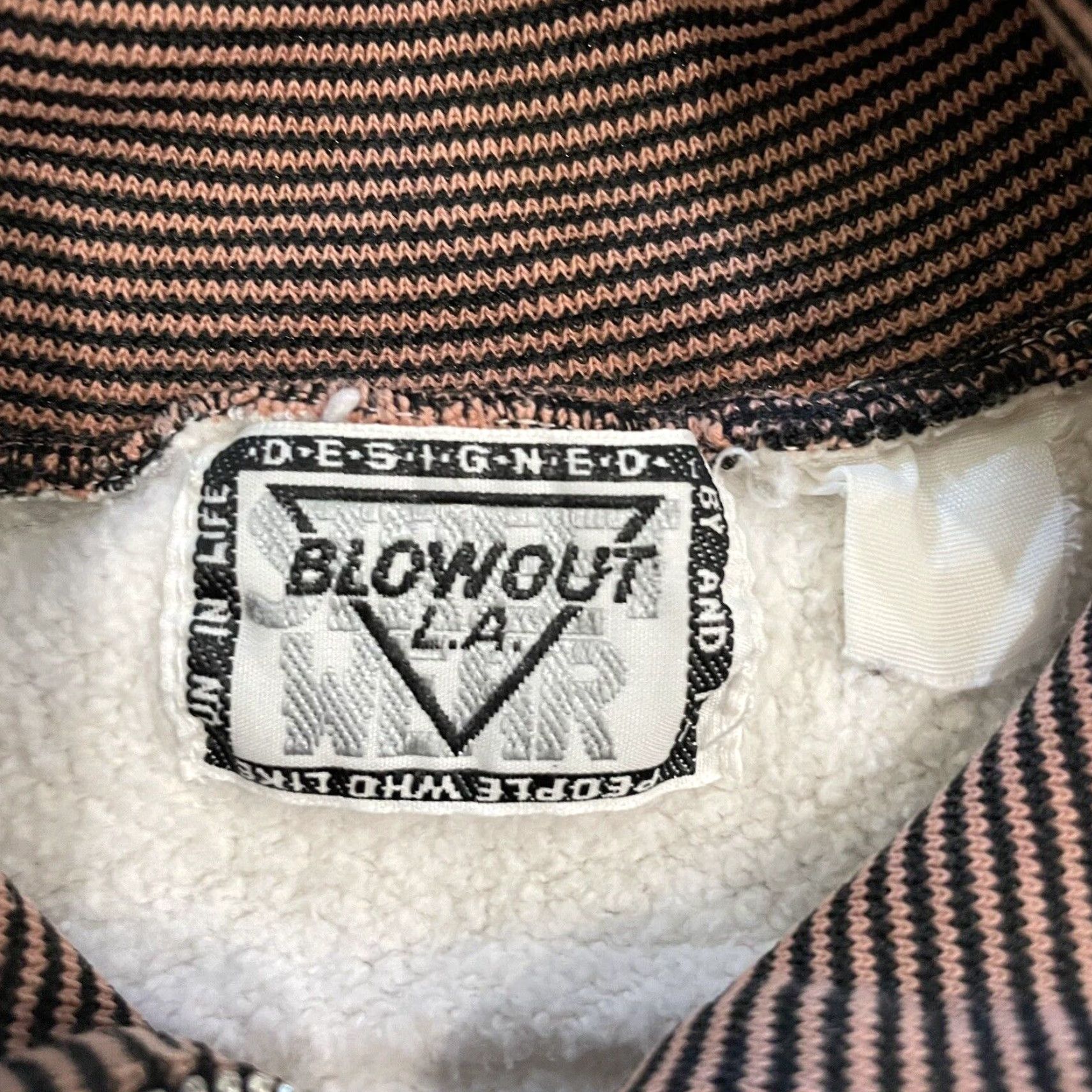Alife VINTAGE Blowout L.A. Protect Mountain Life Sweater Pullover Men's L Beige Striped 1980s Size US L / EU 52-54 / 3 - 4 Thumbnail