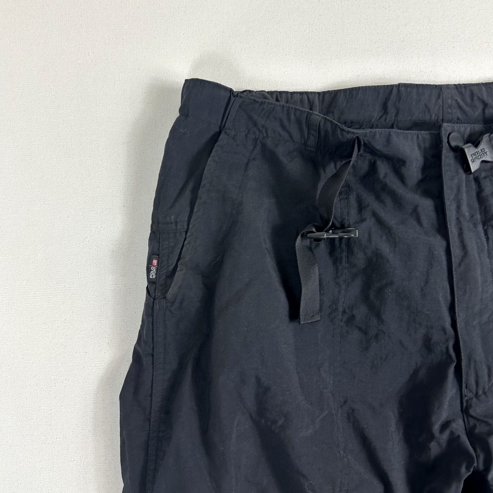 Polo Ralph Lauren VINTAGE Polo Sport Mens XL Black Nylon Foldable Wind Hiking Pants Pockets Belted Regular Inseam 29in Size US XL / EU 56 / 4 - 4 Thumbnail