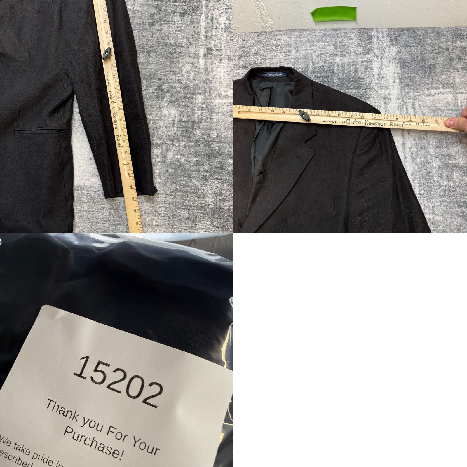 Chaps VTG Chaps Ralph Lauren Blazer Jacket 42L Black Linen Four Button Sport Coat Mens Size 42R - 9 Thumbnail