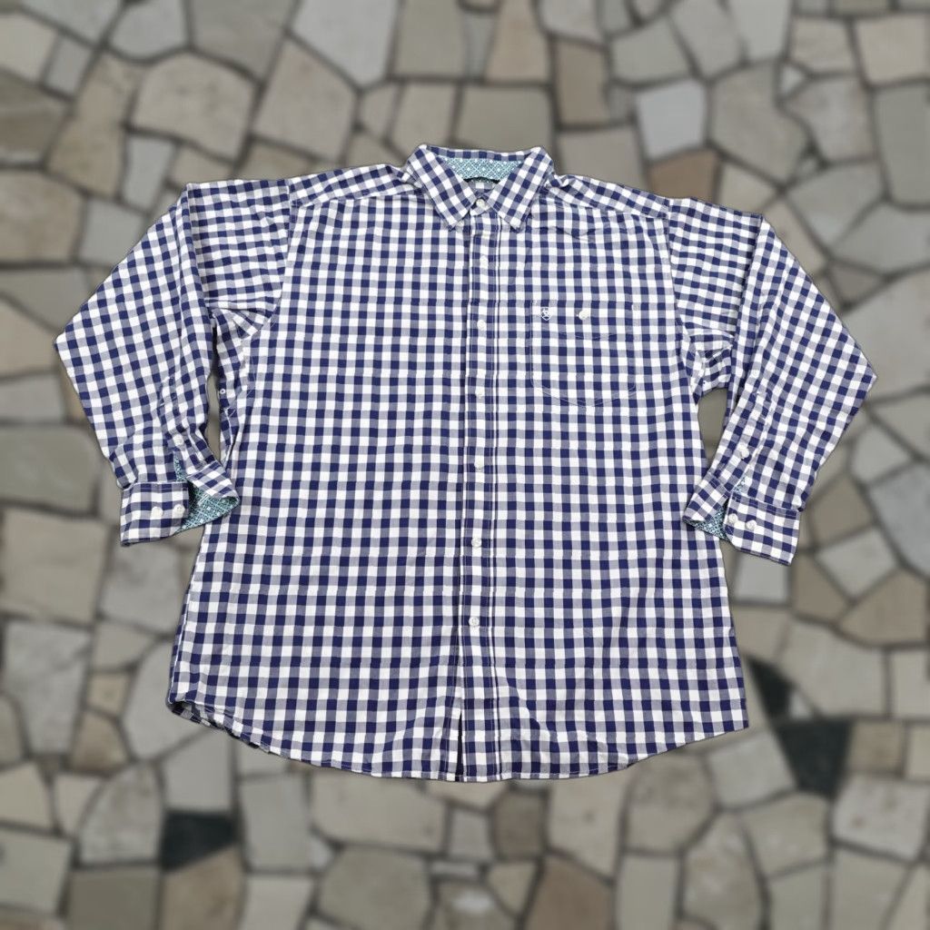Ariat Ariat Shirt Mens Large Blue White Gingham Check Stretch Relentless Western Rodeo Size US L / EU 52-54 / 3 - 1 Thumbnail