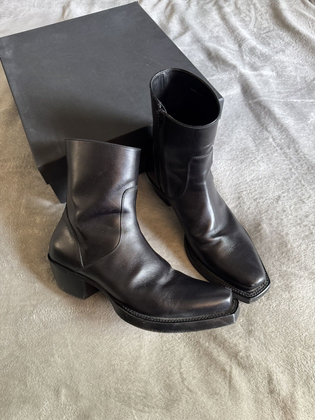 Vetements Black Leather Texan Boots Size US 12 / EU 45 - 1 Thumbnail