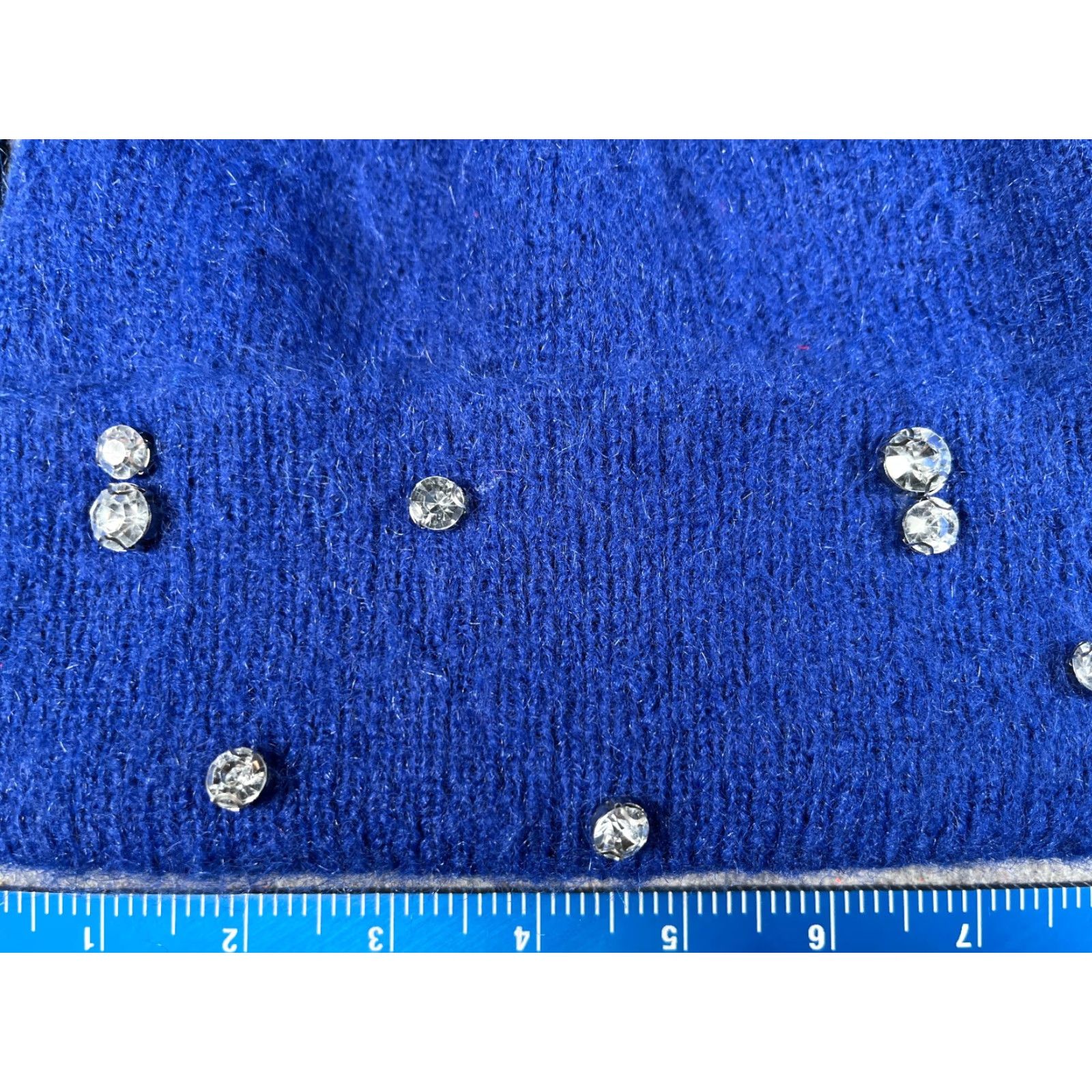 Vintage A New Day Beanie Women One Size Blue Knit Jewel Embellished Rhinestone Studded NEW Size ONE SIZE - 2 Thumbnail