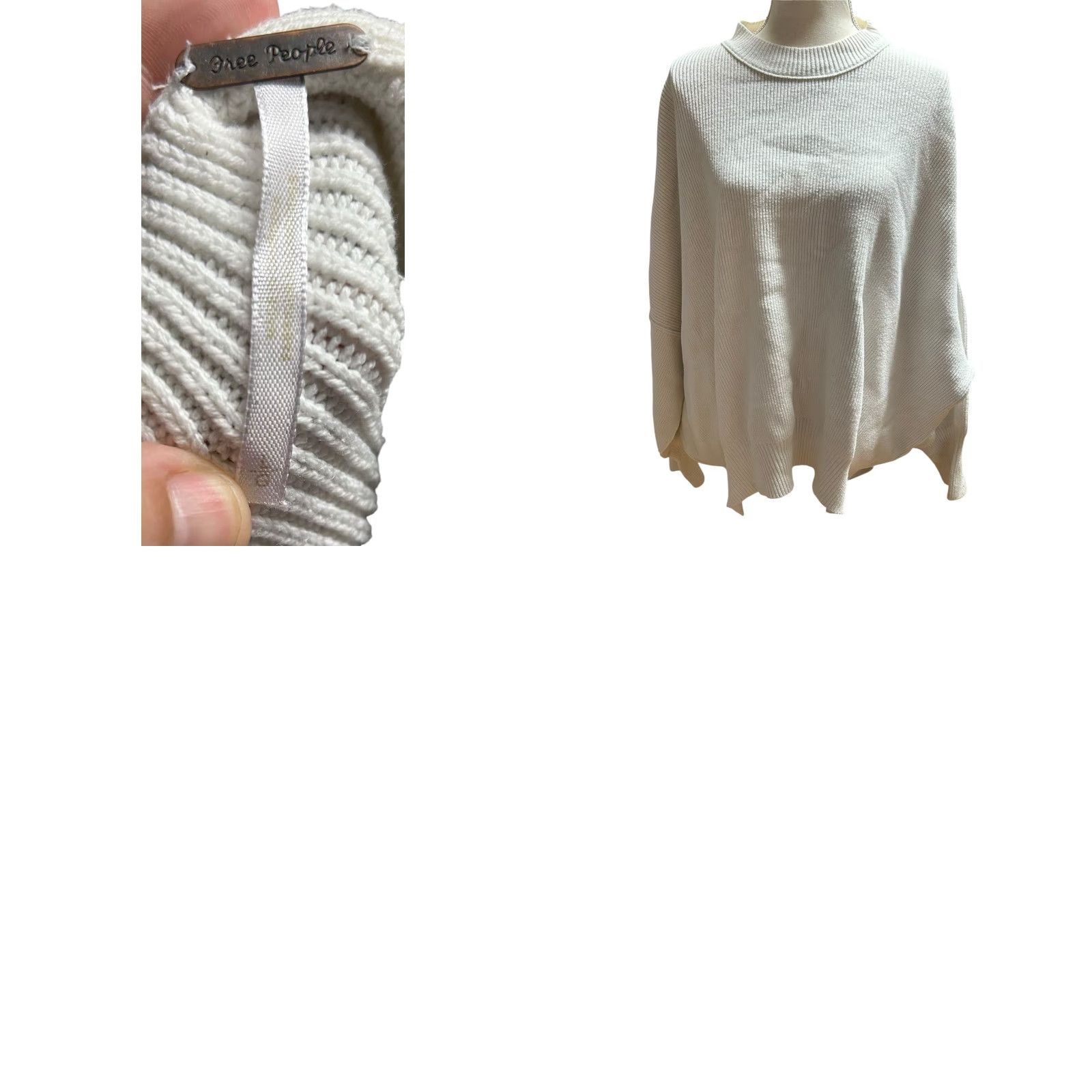 Free People Free People Womens Cotton Long Sleeve Cropped Boxy Sweater White Size Large Read Size L / US 10 / IT 46 - 10 Thumbnail