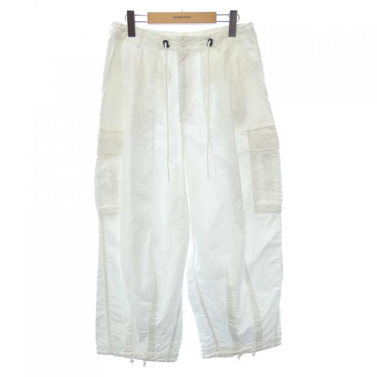 Cropped Pants White Pocket Plain Zip Fly String