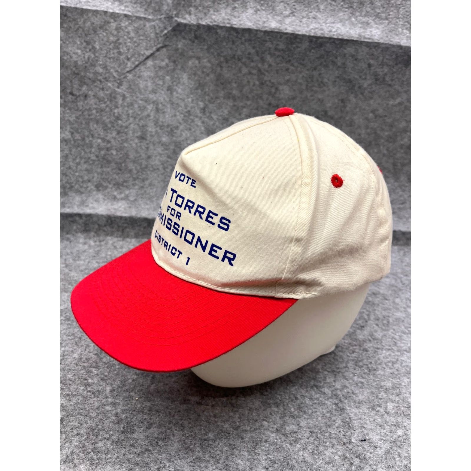 Vintage Vote Ken Torres Commisioner Hat Cap Snap Back Adult Ivory Red Cotton Blend Size ONE SIZE - 4 Thumbnail