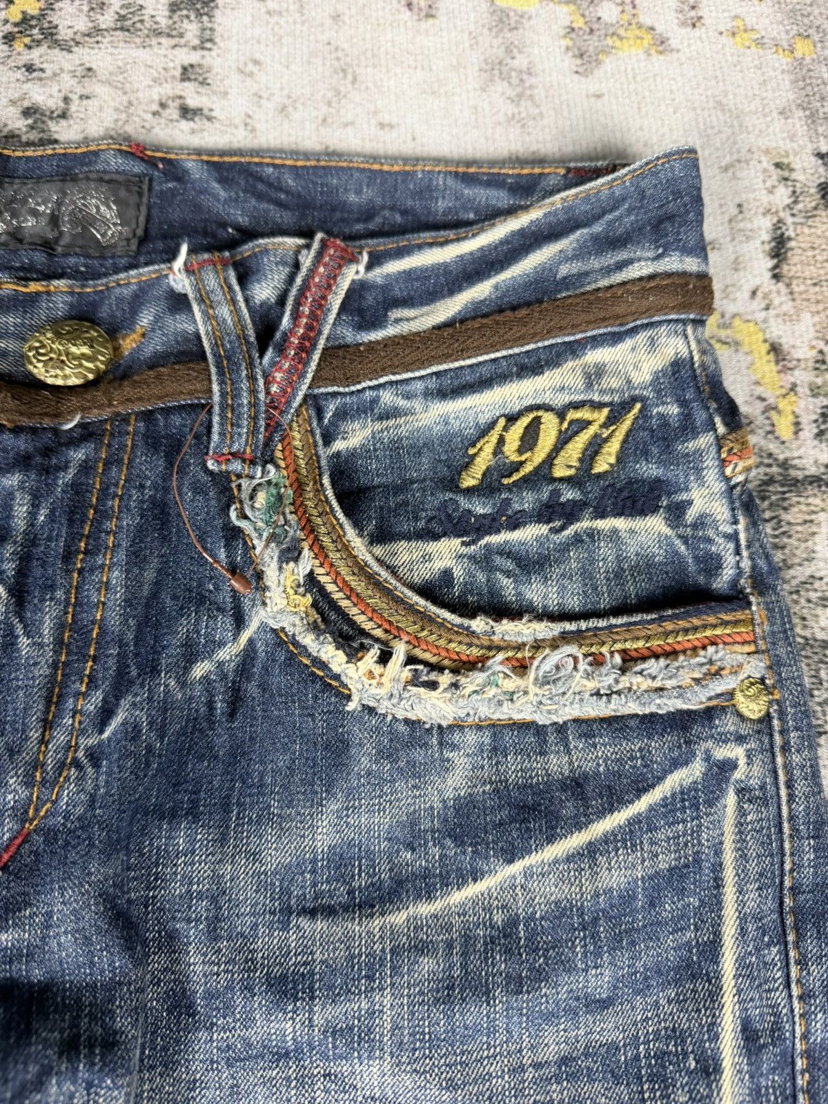 BUFFALO BOBS Flare Red Pepper Insane Mudwash Jeans Size US 30 / EU 46 - 6 Thumbnail