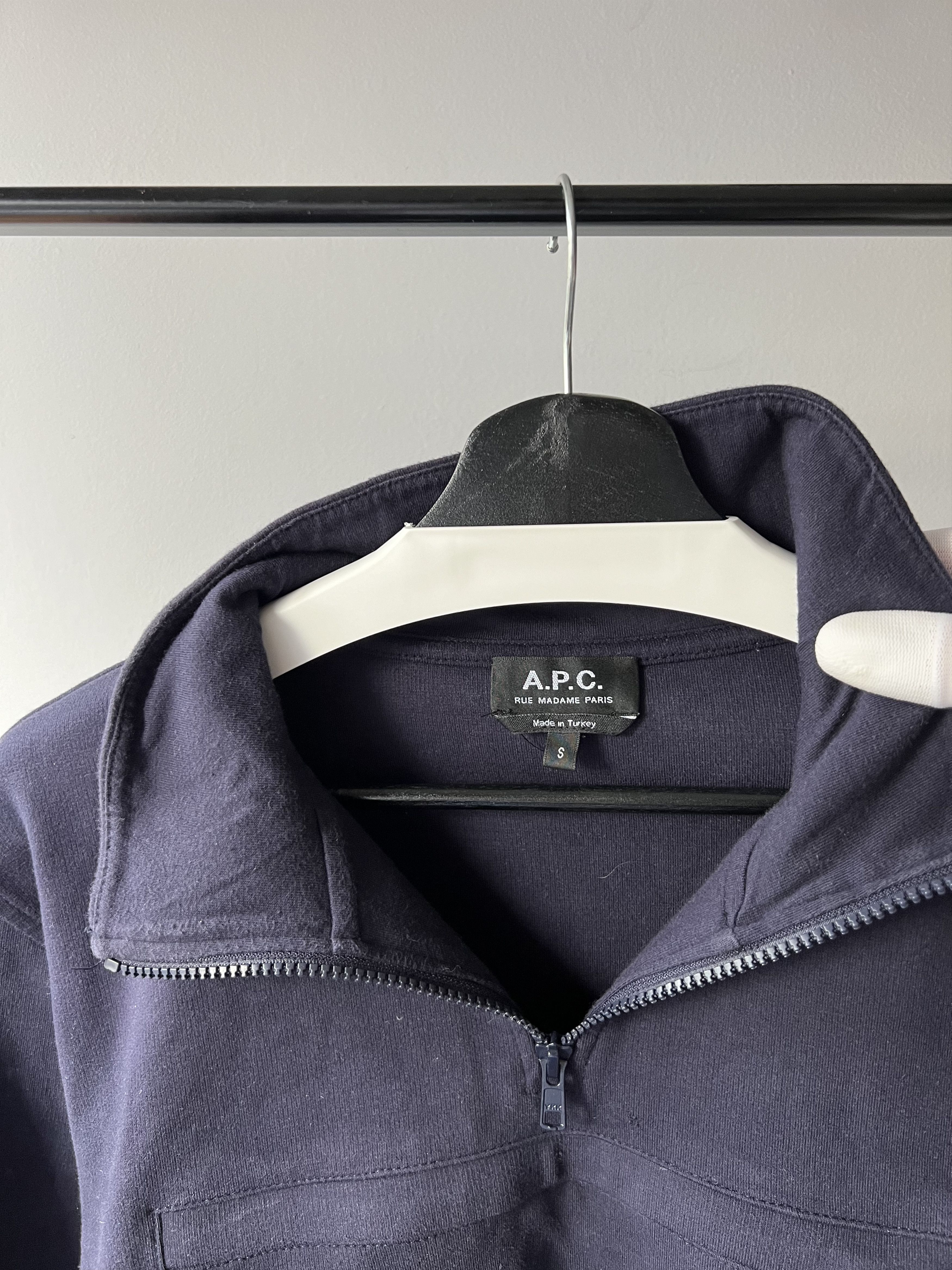 A.P.C. A.P.C. Men's Navy Quarter Zip Large Pocket Cotton Sweatshirt Size US S / EU 44-46 / 1 - 8 Thumbnail