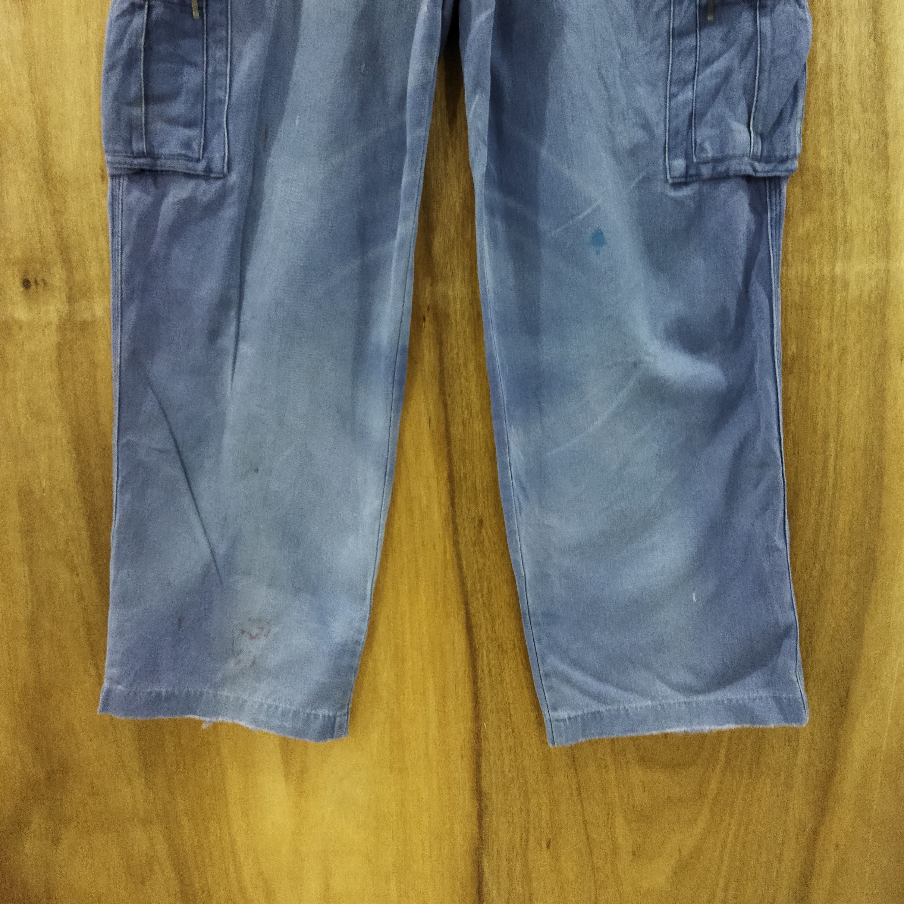 Japanese Brand GRAN SISCO FADED BLUE WORK WARE CARGO PANTS Size US 32 / EU 48 - 3 Thumbnail