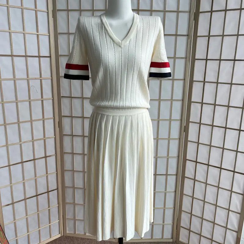 Thom Browne Thom Browne Cream Wool Women’s Dress 0089 Size M / US 6-8 / IT 42-44 - 1 Thumbnail