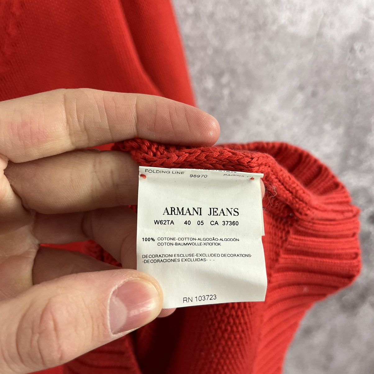 Armani × Vintage Armani Jeans Woman’s Sweater Cable Knit V-Neck Red Size 3XL Size XL / US 12-14 / IT 48-50 - 9 Thumbnail