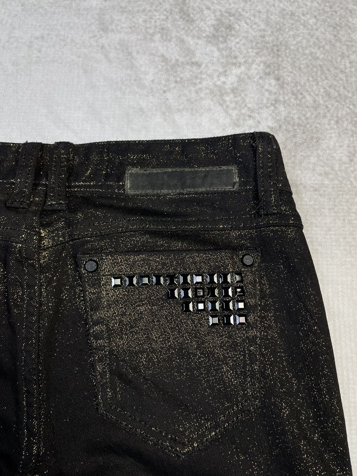 Hysteric Glamour Y2k Egoist Gold Glitter Skinny Jeans D.i.a Style Gyaru Gal Size 25" / US 0 / IT 36 - 10 Thumbnail