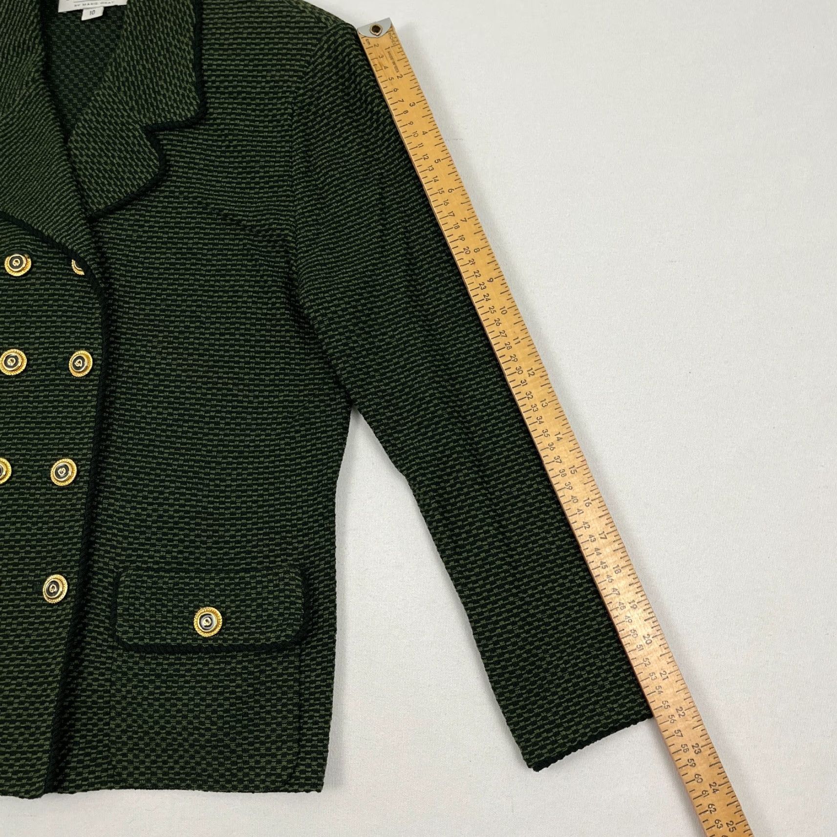 St. John VINTAGE St. John Blazer Womens 10 Double-Breasted Wool Knit Solid Green Notch Lapel Suit Jacket/Blazer Womens Size 10 Size L / US 10 / IT 46 - 5 Thumbnail