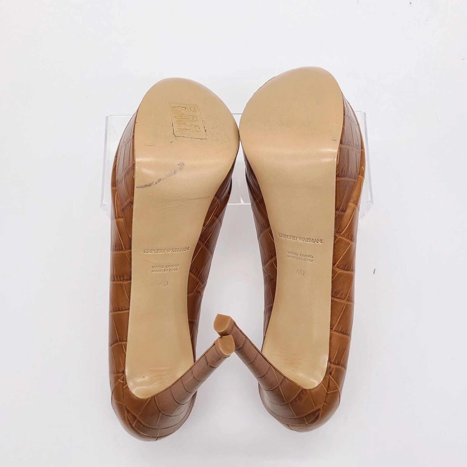 Emporio Armani Emporio Armani LIMITED Tan Leather Croc 5" Stilettos w/ COA Size US 9 / IT 39 - 10 Thumbnail