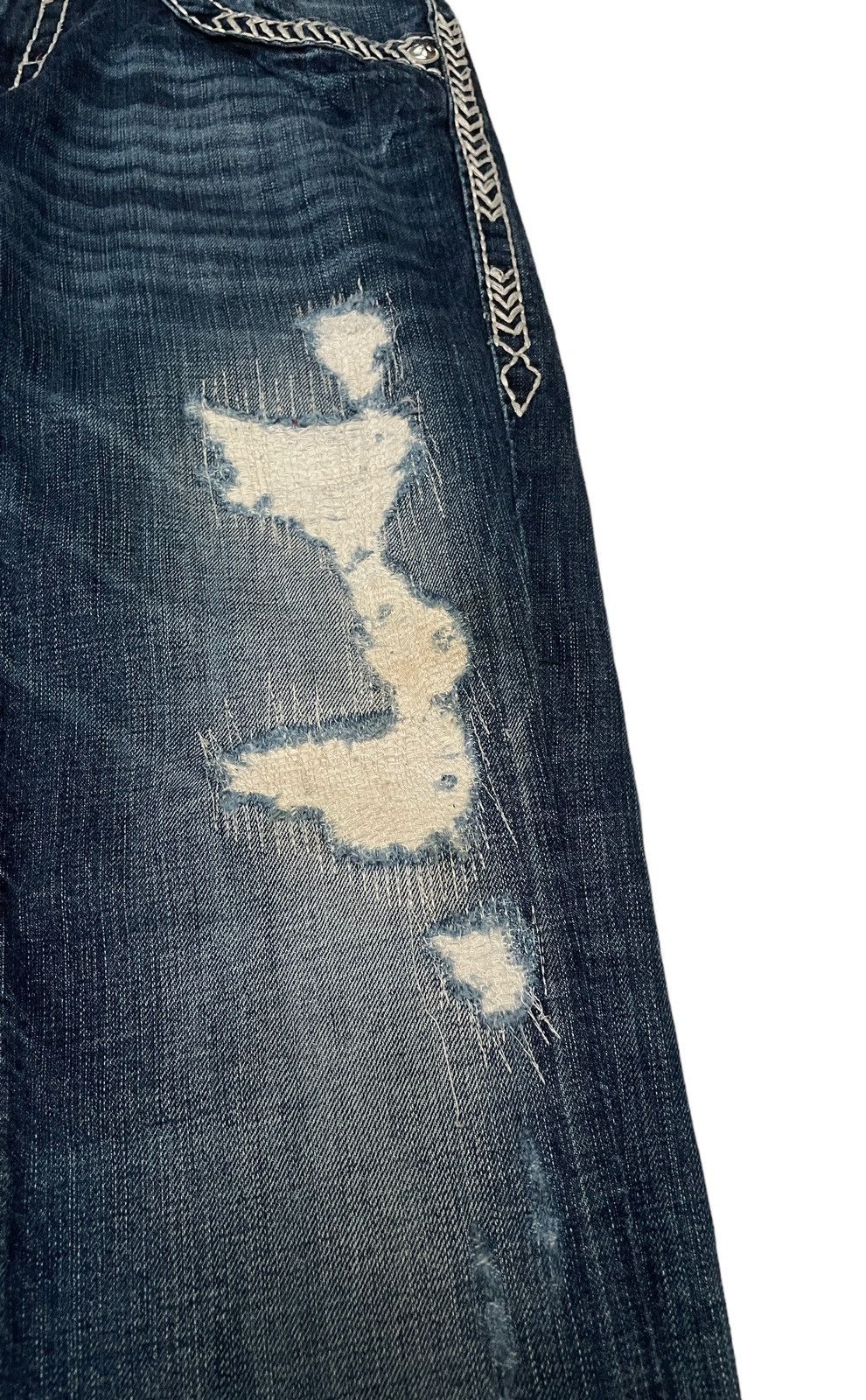 If Six Was Nine Rare Design Vintage Brand Rock Revival Ripped Jeans 2000s Size US 31 - 7 Thumbnail