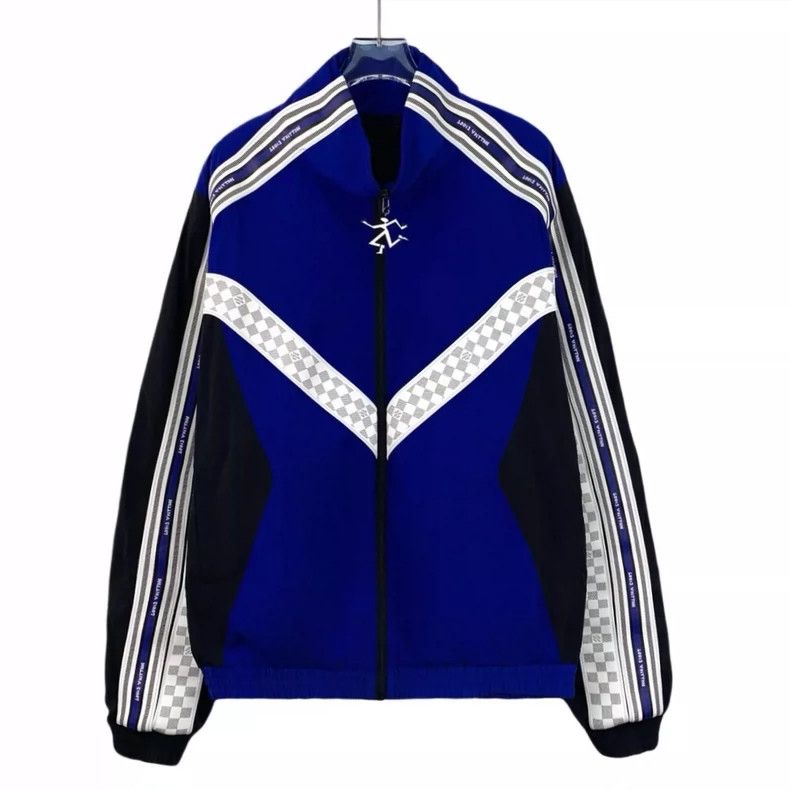 Louis Vuitton Louis Vuitton 22 Blue Stripe Checkerboard Chain Jacket Size US XL / EU 56 / 4 - 1 Thumbnail