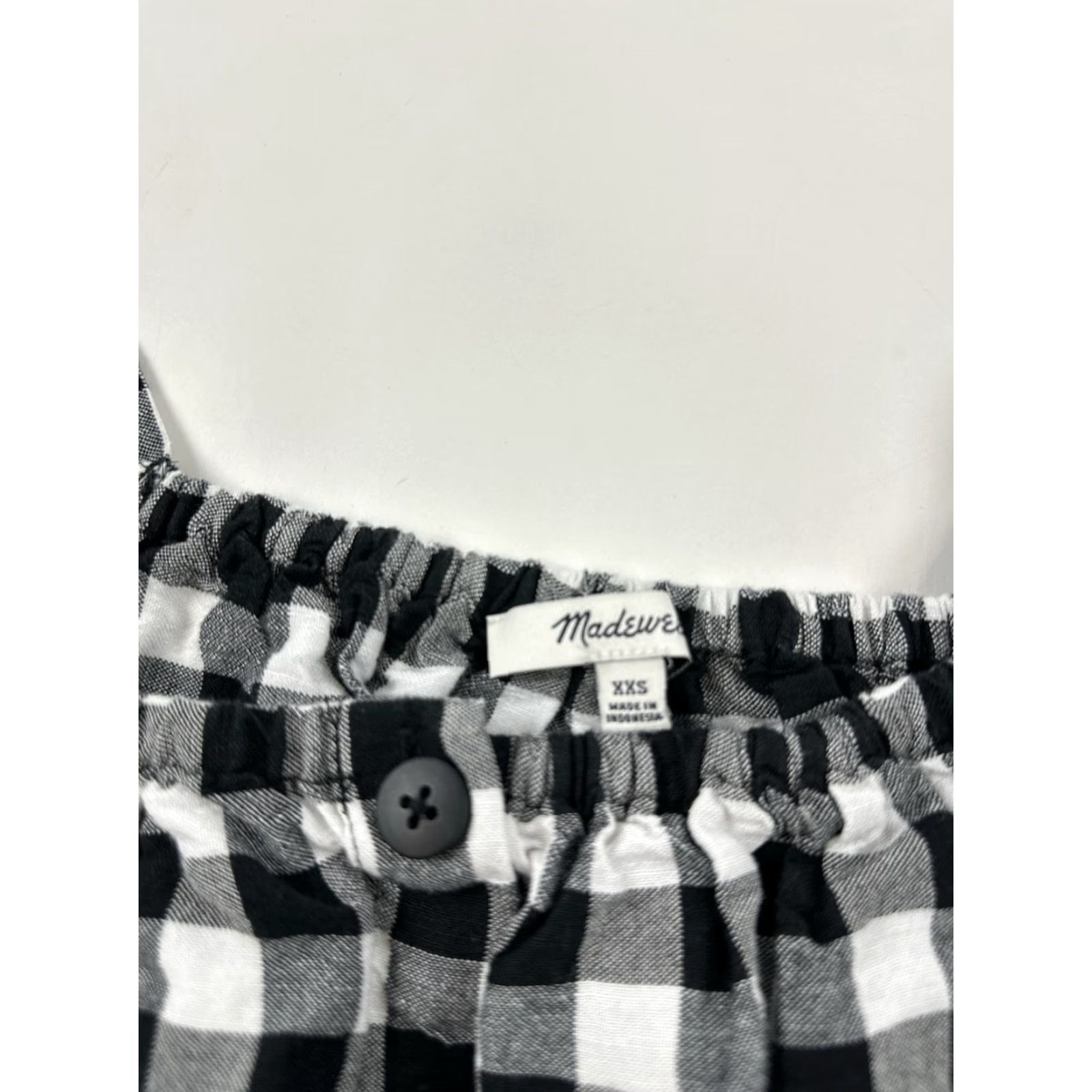 Madewell Madewell Blouse Womens 2XS Black White Gingham Buffalo Plaid Crop Puff Sleeve Square Neck Bohemian Cottagecore Knit Polyester Shirt Womens Size XXS / US 00 / IT 34 - 3 Thumbnail