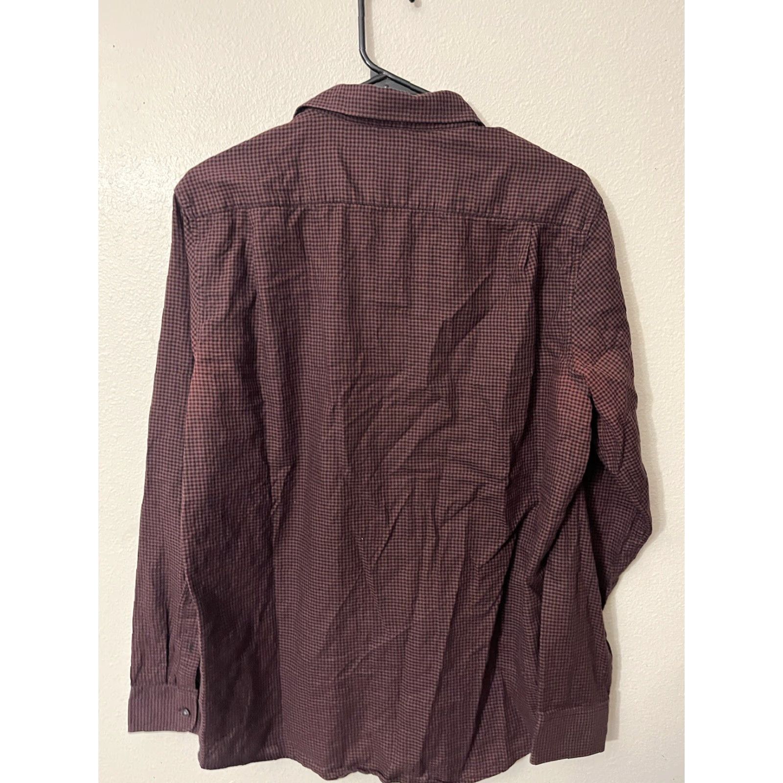 Michael Kors Michael Kors Shirt Mens Medium Maroon Gingham Tailored Fit Long Sleeves Button Up Button-Up Casual Workwear Classic Size US M / EU 48-50 / 2 - 3 Thumbnail