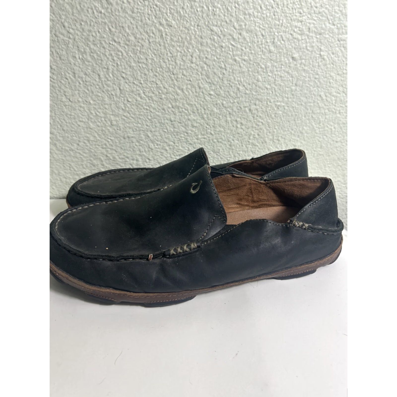Olukai Mens OluKai Moloa Leather Black US 11 Slip-On Casual Comfort Leather Shoes 10128-4033 Mens Size US 11 / EU 44 - 7 Thumbnail