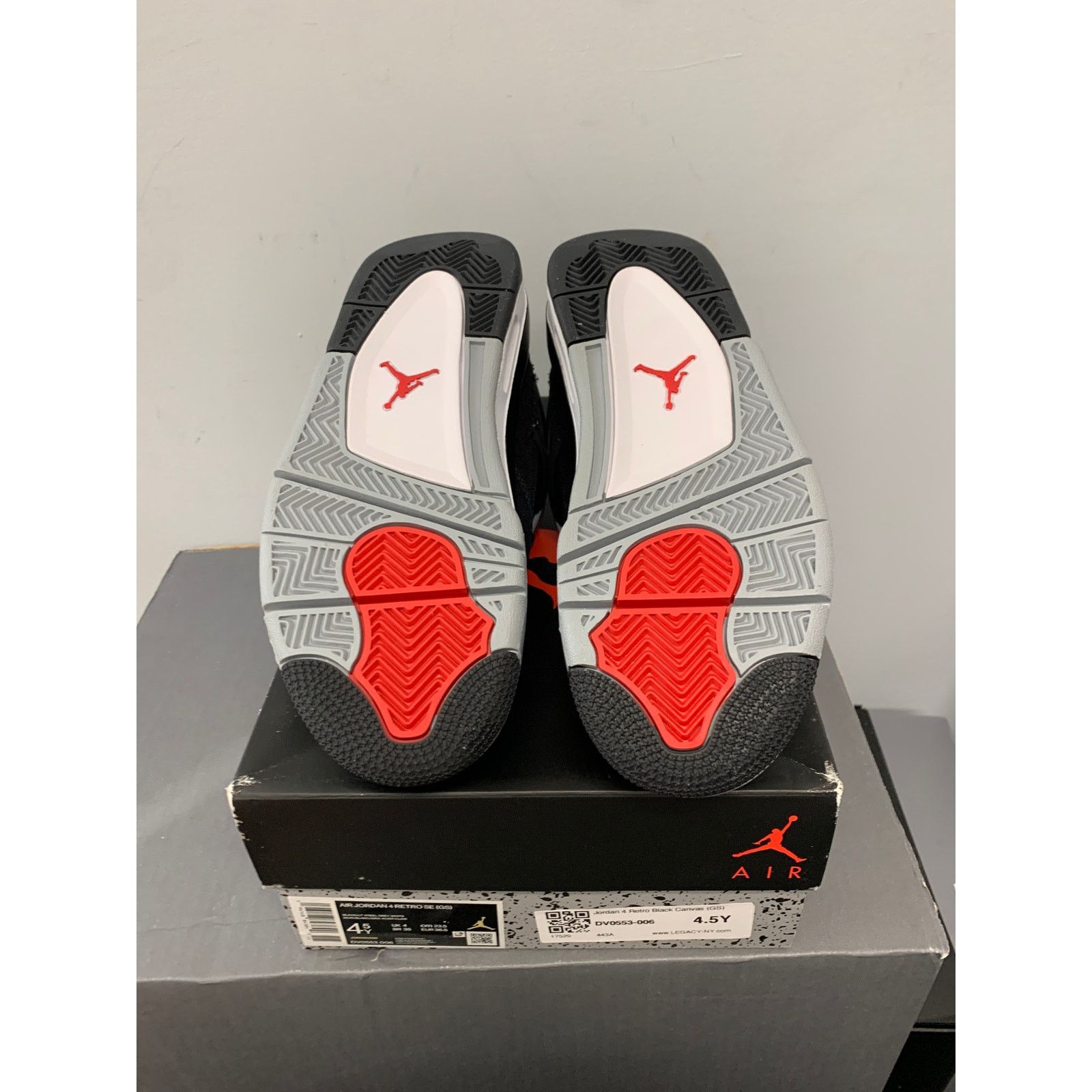Nike Nike Air Jordan 4 Retro Black Canvas GS Size 4.5Y BRAND NEW Size US 5 / EU 37 - 6 Thumbnail