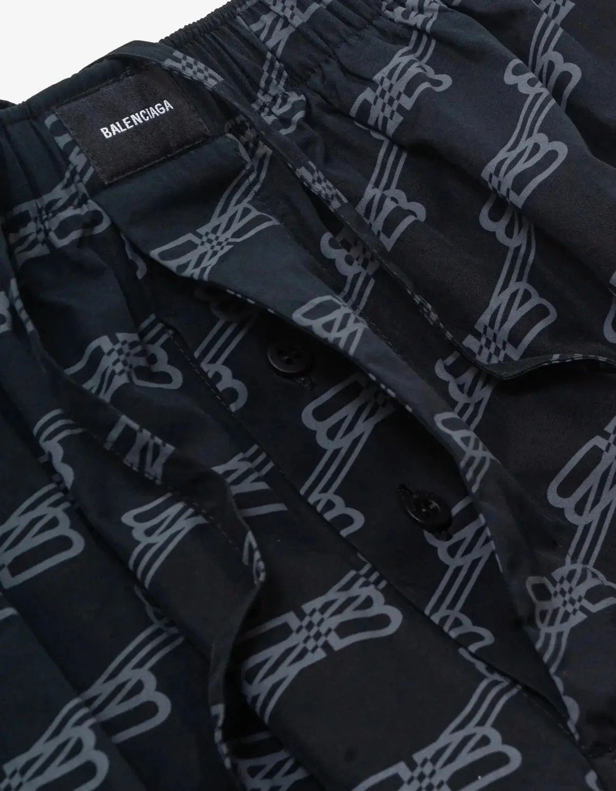 Balenciaga o1s1wg111224 BB Monogram Pyjama Pant in Black/Grey Size US 32 / EU 48 - 5 Thumbnail