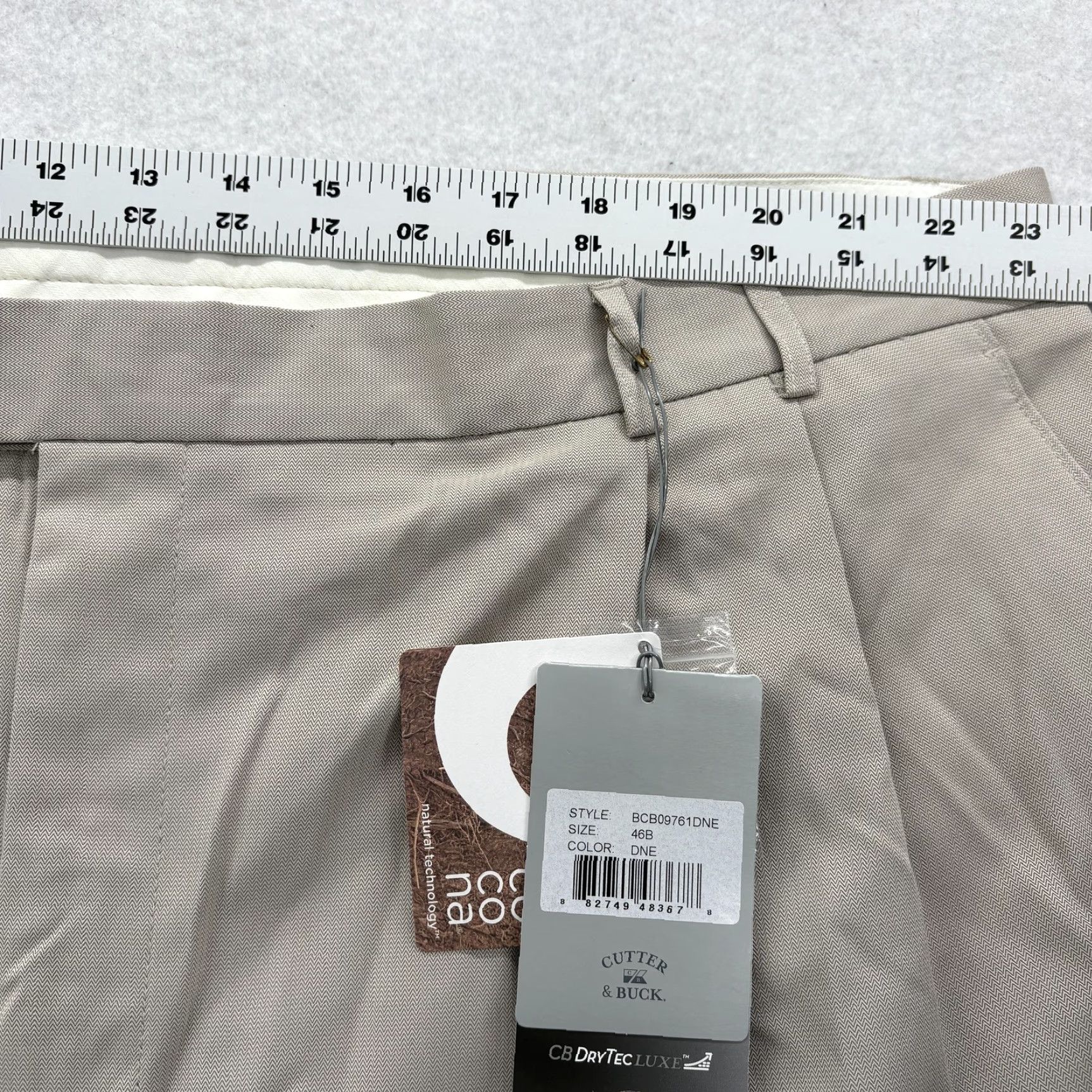 Cutter & Buck Cutter & Buck CB DryTec Luxe Dress Pants Mens 46 Beige Herringbone Big & Tall Dress Pants Casual Business Size US 30 / EU 46 - 7 Thumbnail