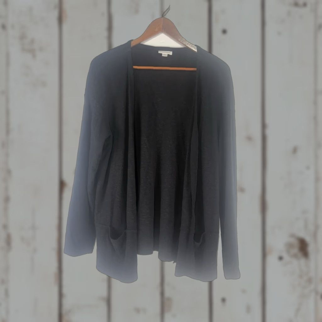 Vintage Pure Jill Black Knit Cardigan Womens Petite M Open Front Lightweight Size M / US 6-8 / IT 42-44 - 1 Thumbnail