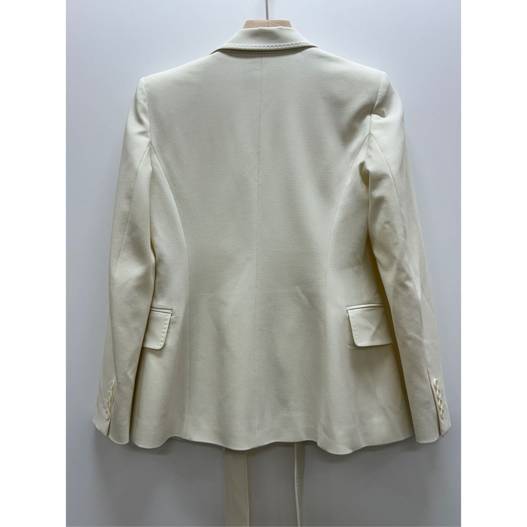 Max Mara MaxMara Beige Wool Long-Sleeve Lapel Ribbon Suit Jacket XS S Size XS / US 0-2 / IT 36-38 - 4 Thumbnail