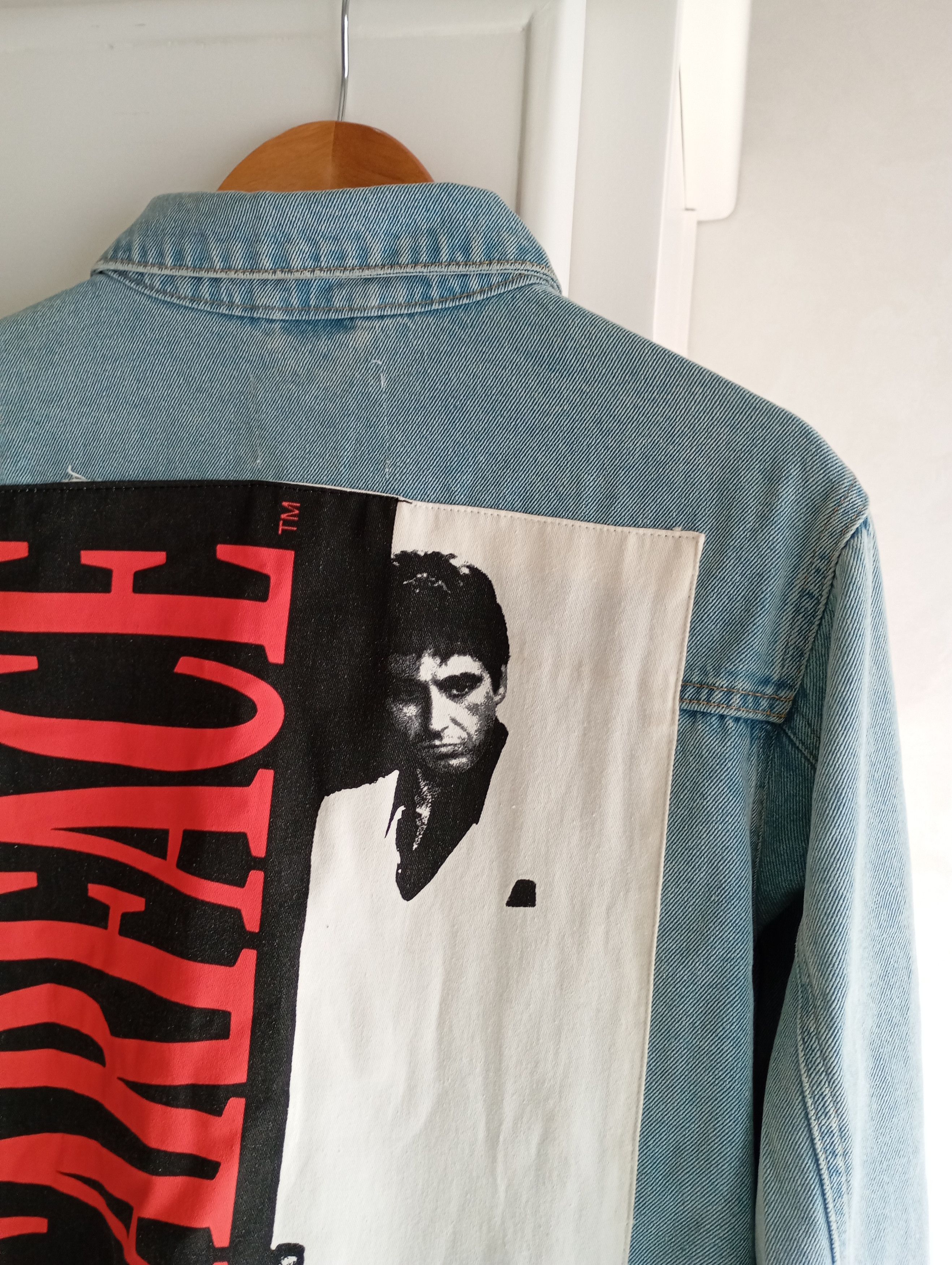 Vintage Scarface Tony Montana alpacino Vintage Denim Jacket Size US S / EU 44-46 / 1 - 10 Thumbnail