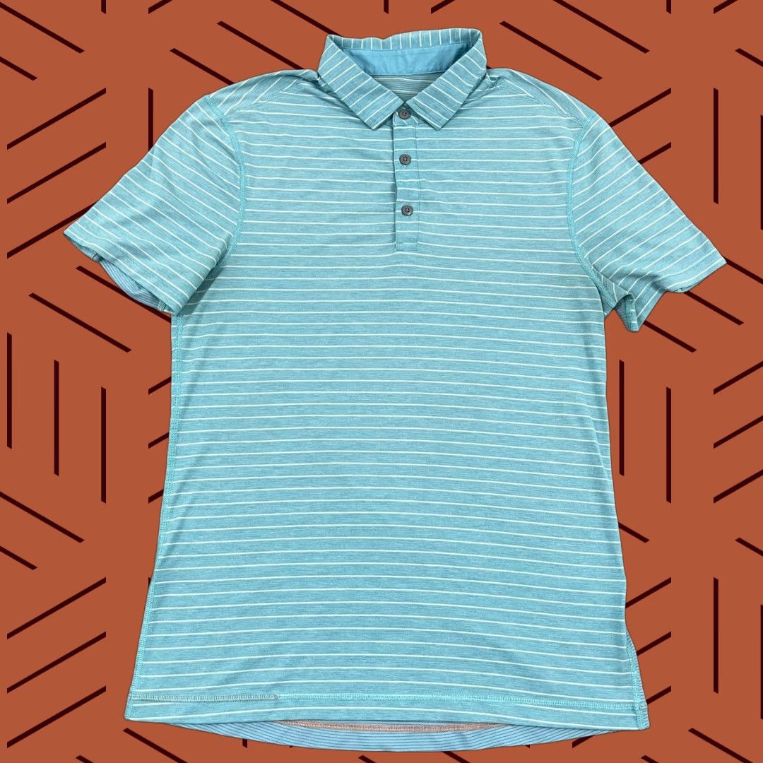 Lululemon Lululemon Polo Shirt Mens M Blue Striped Performance Golf Preppy Casual S/S Shirt Mens Regular Medium Blue Pattern Striped” Size US M / EU 48-50 / 2 - 1 Thumbnail