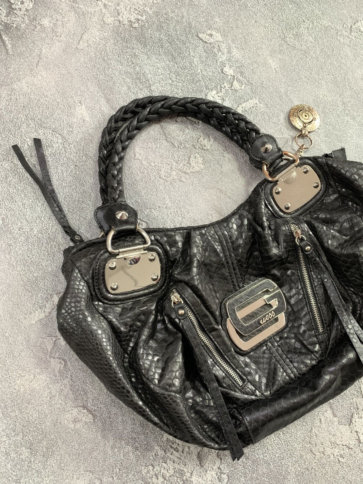 Guess Vintage Guess Y2K Black HandBag Avant Garde Python Patern Size ONE SIZE - 2 Thumbnail