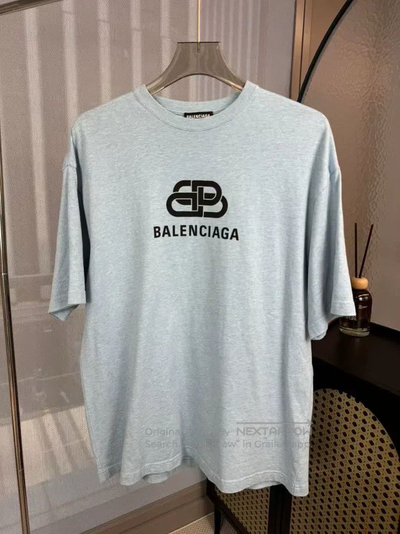 Balenciaga Balenciaga Haze Blue Snap Short Sleeve Size US S / EU 44-46 / 1 - 1 Thumbnail