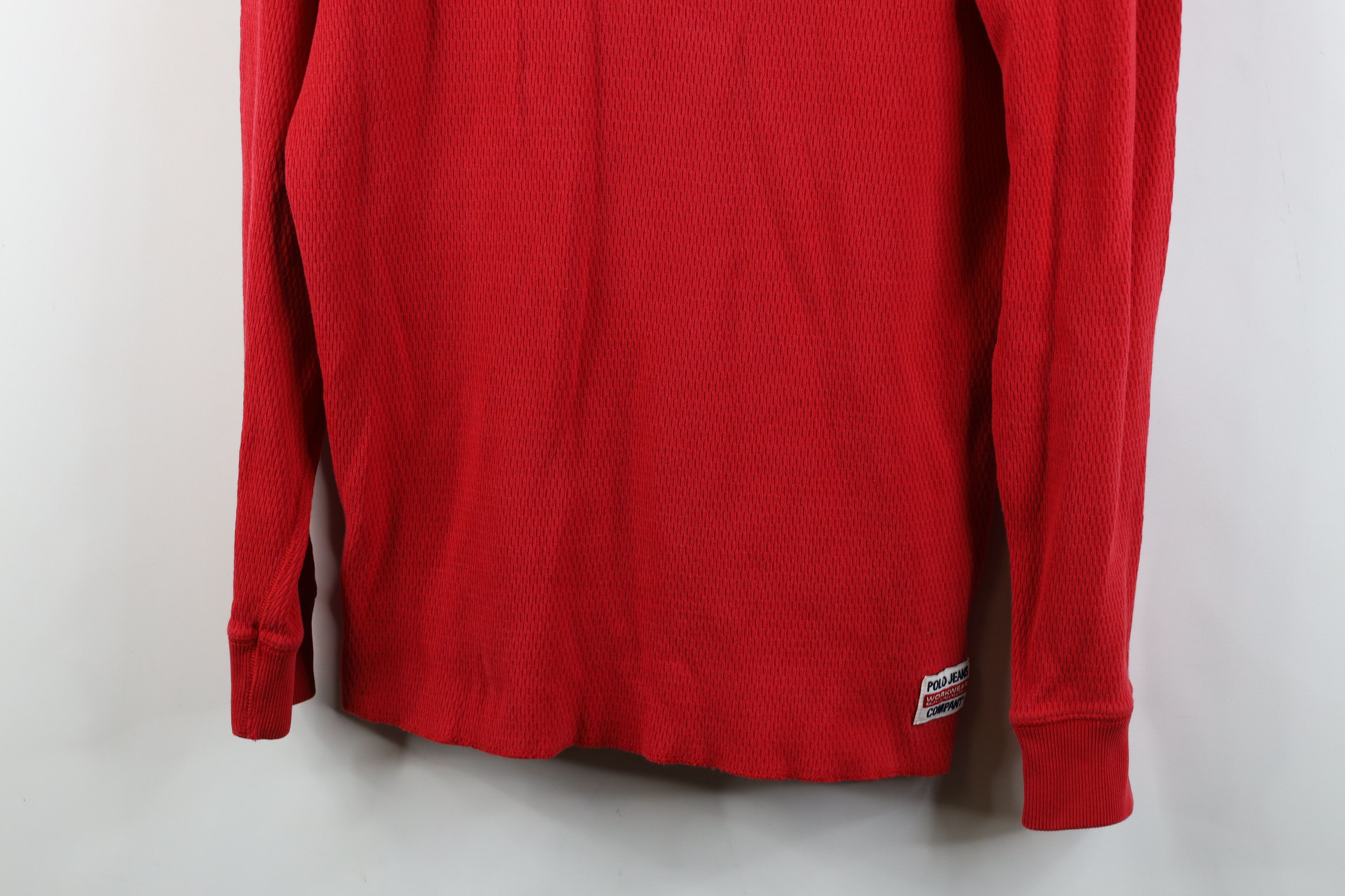 Ralph Lauren Vtg 90s Ralph Lauren Waffle Knit Long Sleeve T-Shirt Red USA Size US L / EU 52-54 / 3 - 3 Thumbnail