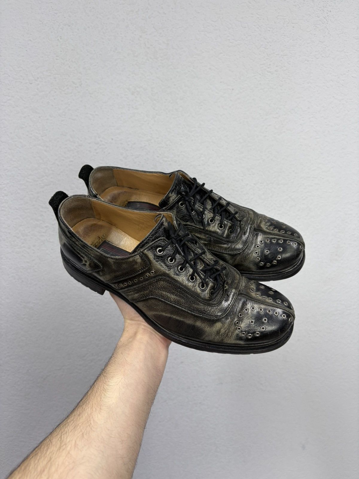 Studded Leather Lace-Up Shoes Boots Avant-Garde CCP Style