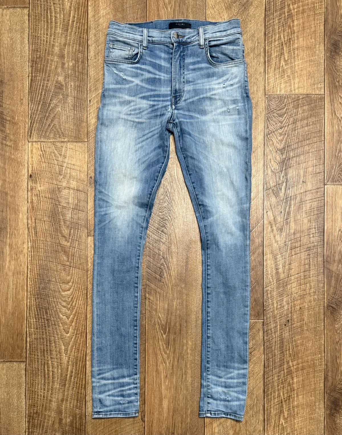 Amiri Amiri Ripped Light Blue Jeans Slim Fit Denim Pants Size US 31 - 1 Thumbnail