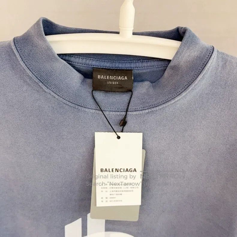 Balenciaga Balenciaga Washed Mist Blue 3b Phantom Short Sleeve Size US M / EU 48-50 / 2 - 2 Thumbnail