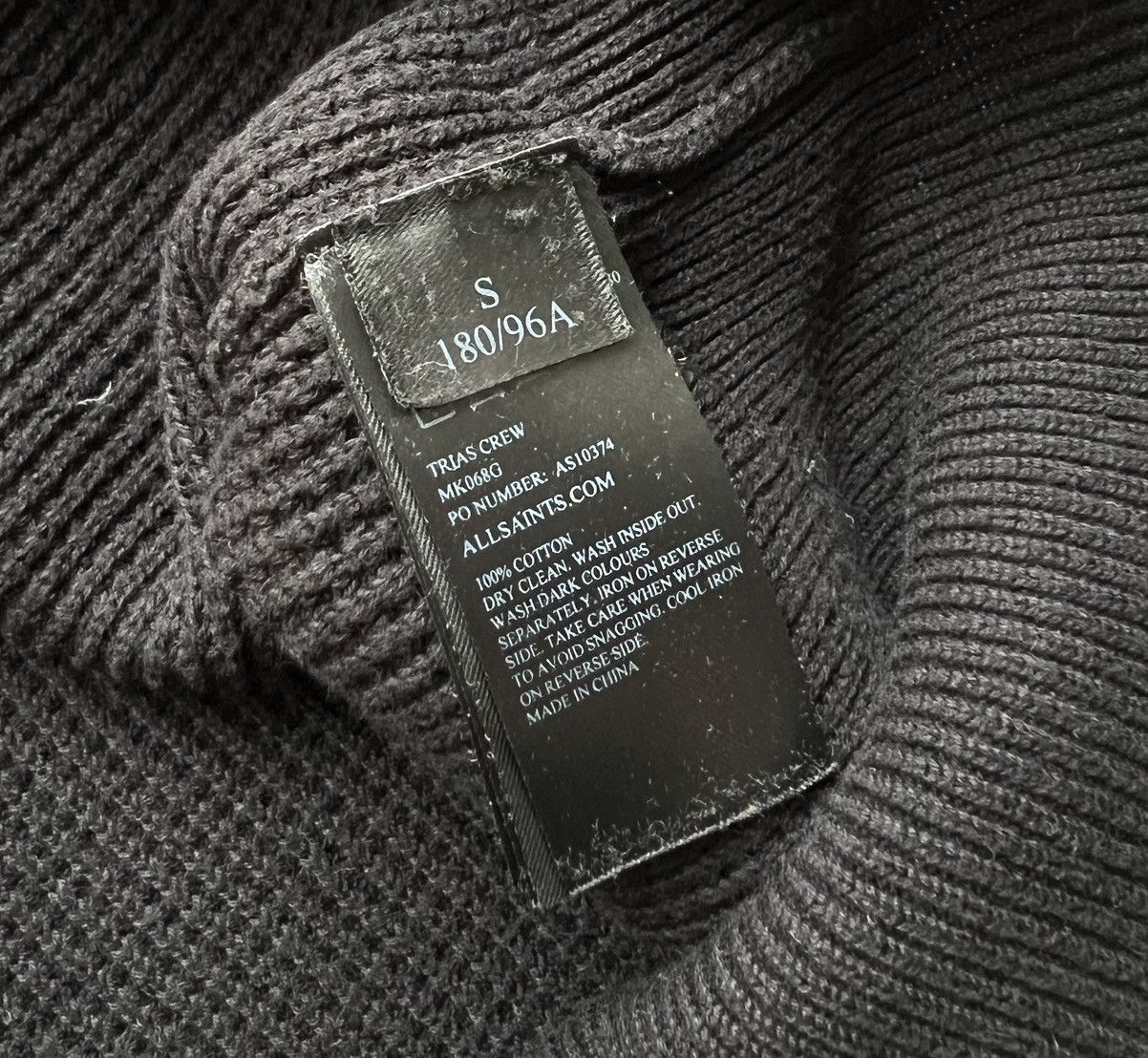 Allsaints Allsaints Trias Crew Black Knit Cotton Sweater Size US S / EU 44-46 / 1 - 7 Thumbnail