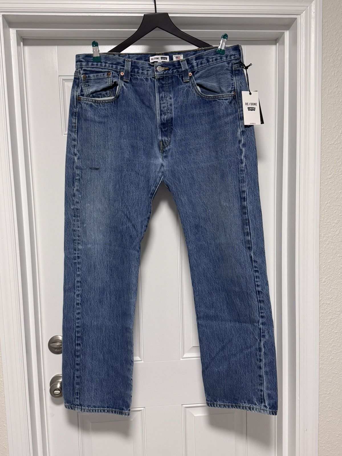 RE/DONE NWT RE/DONE Men’s 1401 Straight Leg Jeans – Worn In Blue Size US 36 / EU 52 - 13 Thumbnail
