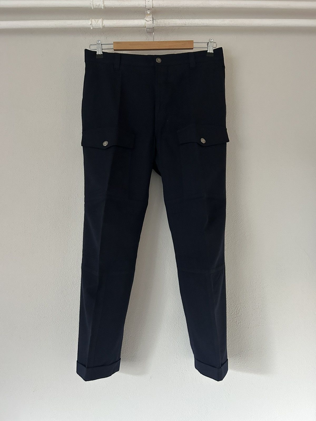 Brunello Cucinelli Brunello Cucinelli Navy Wool Cargo Trousers Size US 34 / EU 50 - 1 Thumbnail